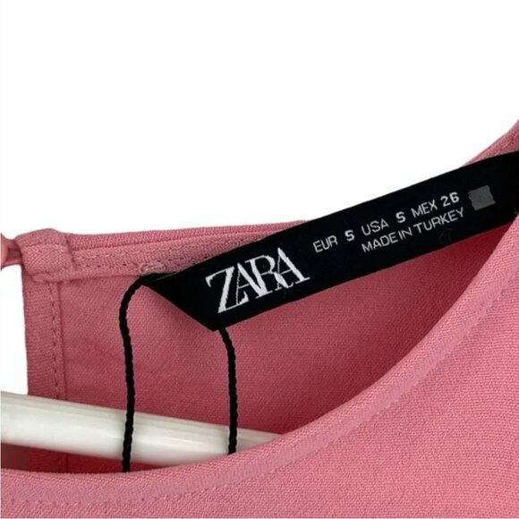 NWT Zara Pink Draped Asymmetrical Ruched Midi Dress Size S Boho Lagenlook NEW - Picture 12 of 14